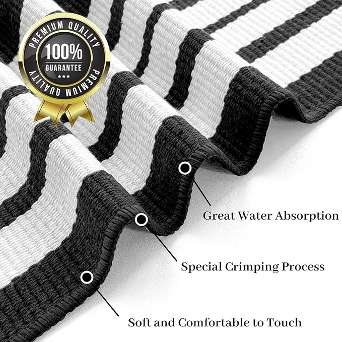 KOZYFLY Black and White Striped Outdoor Rug 4x6 Ft Area Rug Washable Indoor - Image 4