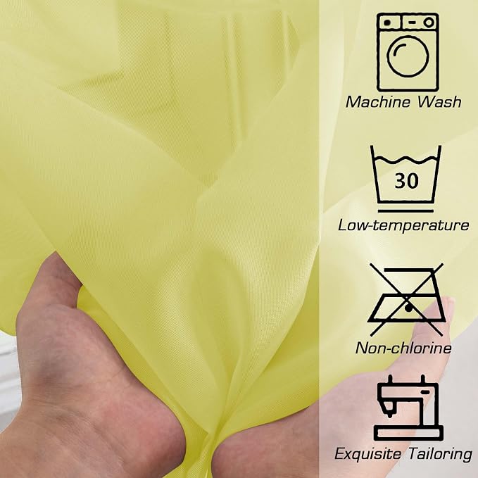 OWENIE Lemon Sheer Curtains 84 Inches Long - Image 5