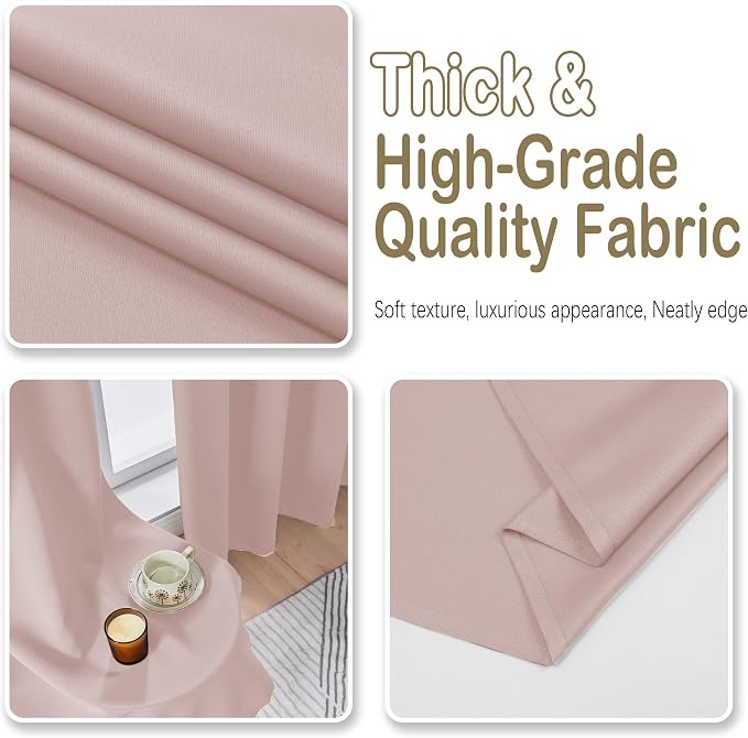 OVZME Blush Pink Blackout Curtains 2 Panels - Image 8
