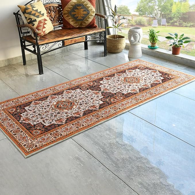 Runner Rug for Bedroom, 2x6Ft Machine Washable Area Rugs, Vintage Non-Slip Low - Image 6