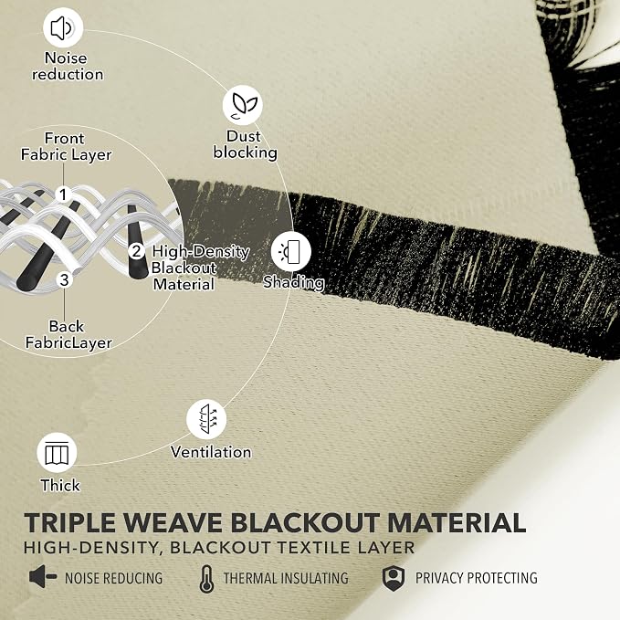 Deconovo Blackout Curtains, Thermal Insulated, W52 x L95 2 Panels, Back Tab - Image 4
