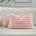 FUTEI Pink Decorative Throw Pillow Covers Set of 2, 12x20 Inch Soft Fluffy Faux by FUTEI