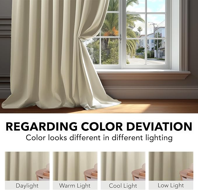 Deconovo Blackout Curtains, Thermal Insulated, W38 x L84 2 Panels, Back Tab - Image 6