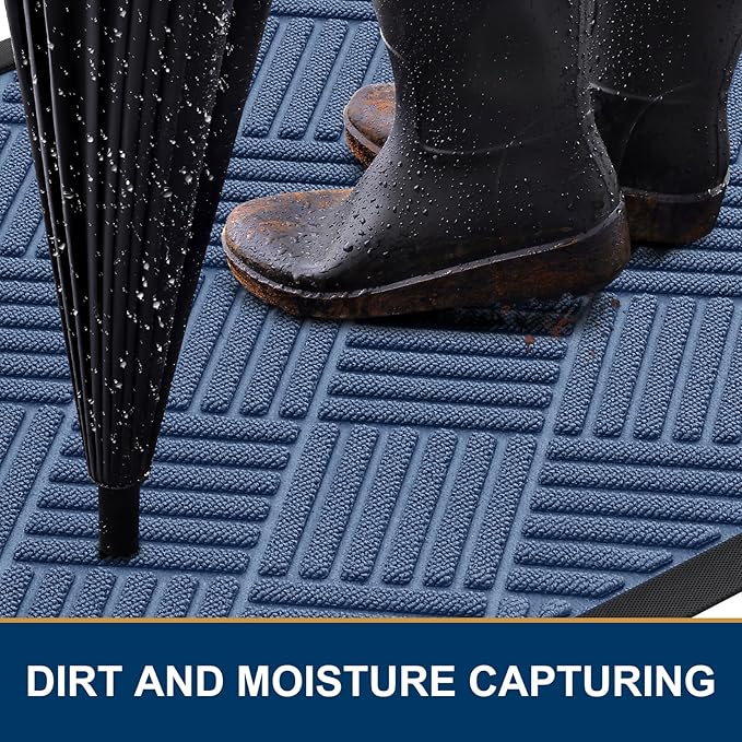 Smiry Front Door Mat Outside Entrance, Heavy Duty Outdoor Indoor Natural Rubber - Image 3