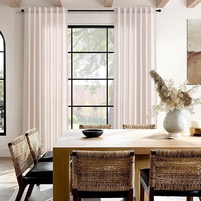 Nanspring Natural White Linen Curtains 84 Inch Length - Image 8