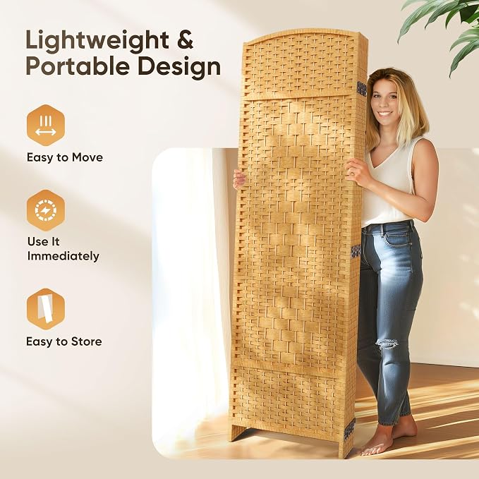 JOSTYLE Room Divider 6ft. Tall Extra Room Partitions and Dividers, 6-Panel - Image 5