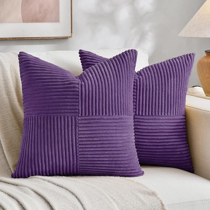 Fancy Homi 2 Packs Purple Decorative Throw Pillow Covers 18x18 Inch by Fancy+Homi
