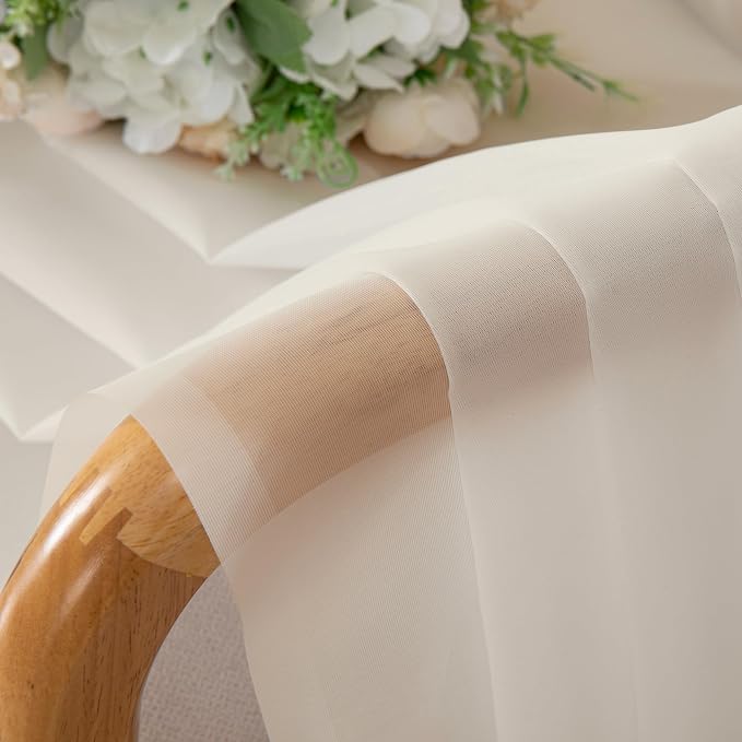 Chyhomenyc Cream Sheer Curtains 96 Inches Long - Image 3
