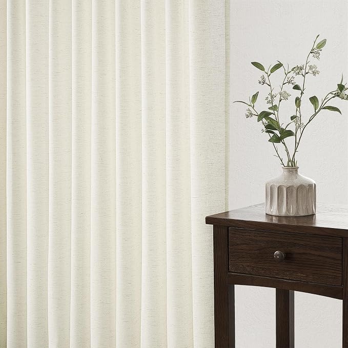 78 Inches Long Pinch Pleated Semi Sheer Curtains, Natural Linen Blended Light - Image 5