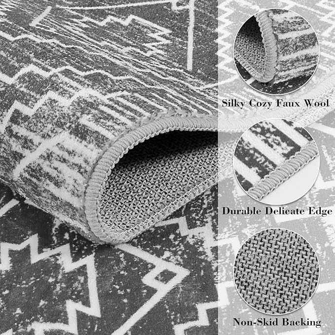 Wonnitar Moroccan 3x5 Washable Area Rug, Boho Living Room Rug, Non-Slip - Image 2