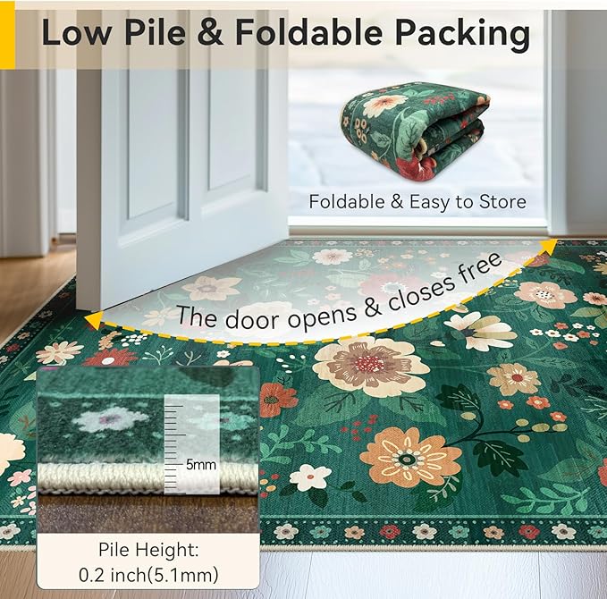 RELEANY Floral Nursery 8x10 Area Rugs Washable Print Boho Cute Carpet Non Slip - Image 4