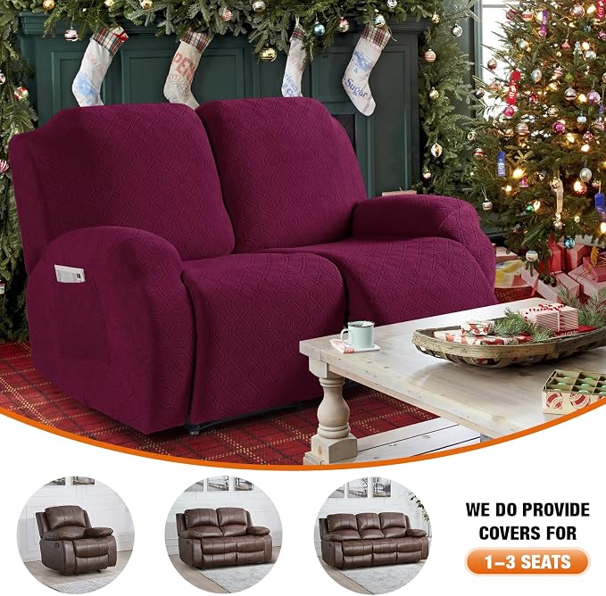 VANSOFY Recliner Cover, 2-Pieces Stretch Reclining Couch Cover - Image 4