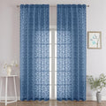 Chyhomenyc Dusty Blue Sheer Curtains 96 Inch Length 2 Panels Set, Light by Chyhomenyc