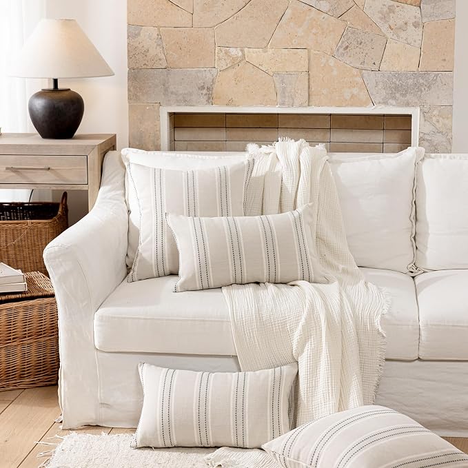 Hckot Throw Pillow Covers 22x22 Set of 2 Grey Pillow Covers Farmhouse - Image 6