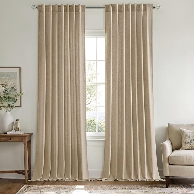MIULEE Non-See-Through Privacy Linen Curtains 2 Panels, Light Filtering Window - Image 3