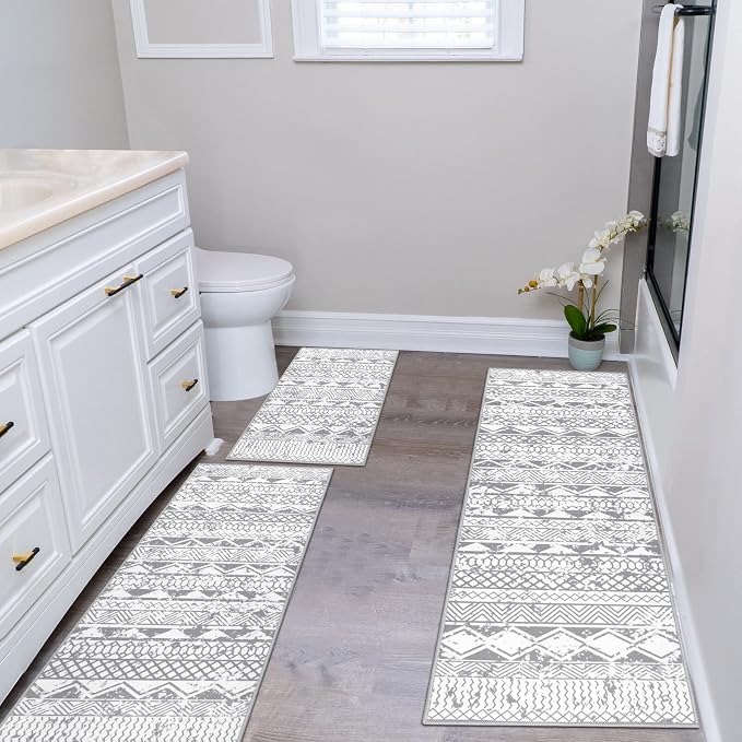 HEBE Farmhouse Kitchen Rugs Sets of 3 Non Slip Washable Boho Kitchen Rugs and - Image 6