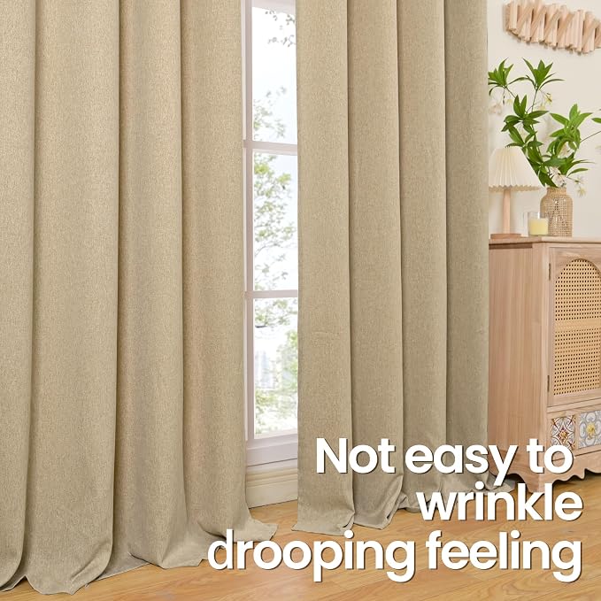 BGment Linen Curtains 54 Inch Length 2 Panels Set - Image 6