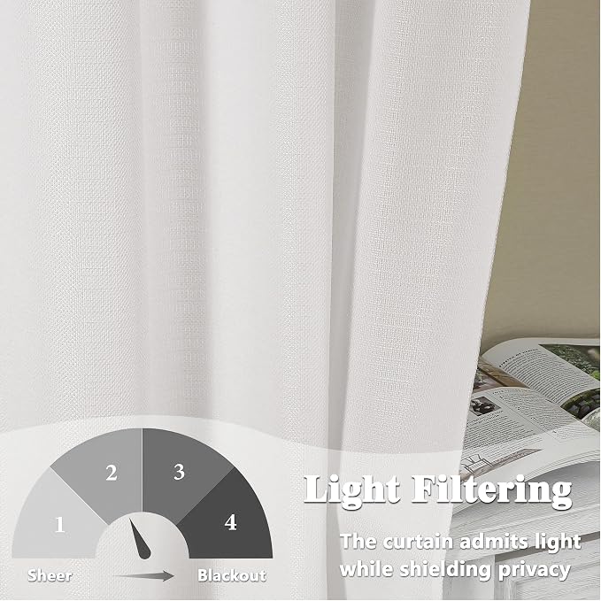 Gwine Ivory Valance for Windows, Light Filtering Faux Linen Textured Kitchen - Image 4