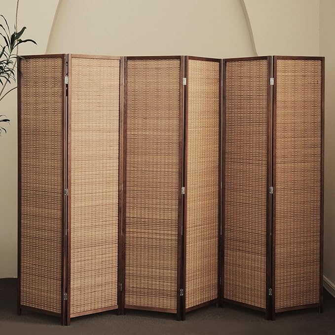 Furnnylane 6 Panel Bamboo Room Divider – 5.6 ft Tall Folding Privacy Screen - Image 3