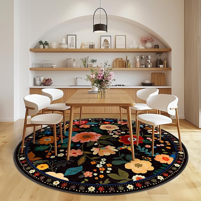 RELEANY Floral Nursery 4ft Area Rugs Washable Print Boho Cute Carpet Non Slip - Image 9