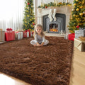 Amdrebio Dark Brown Area Rugs for Bedroom Living Room, 5x7 Fluffy Shaggy Plush by Amdrebio
