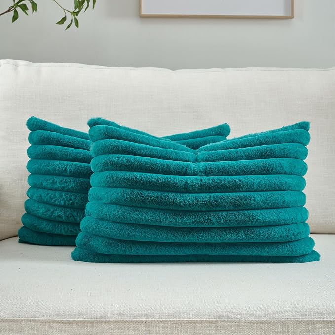 FUTEI Teal Green Decorative Throw Pillow Covers Set of 2, 12x20 Inch Soft by FUTEI