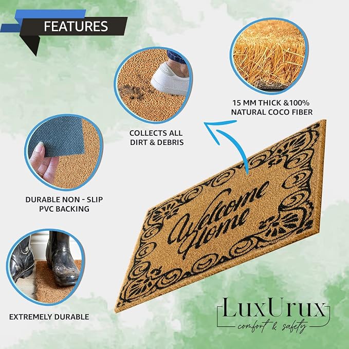 LuxUrux Welcome Mats Outdoor Coco Coir Doormat, - Image 5