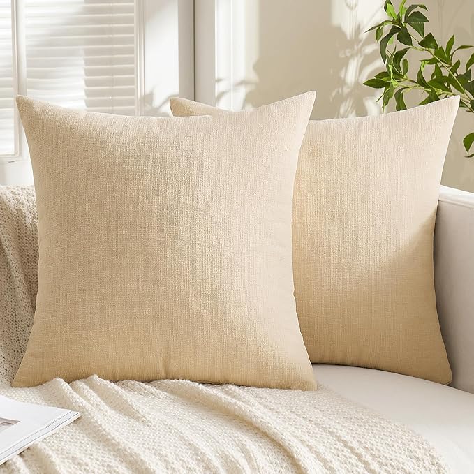 MIULEE Beige Couch Pillow Covers 18x18 Inch - Image 5
