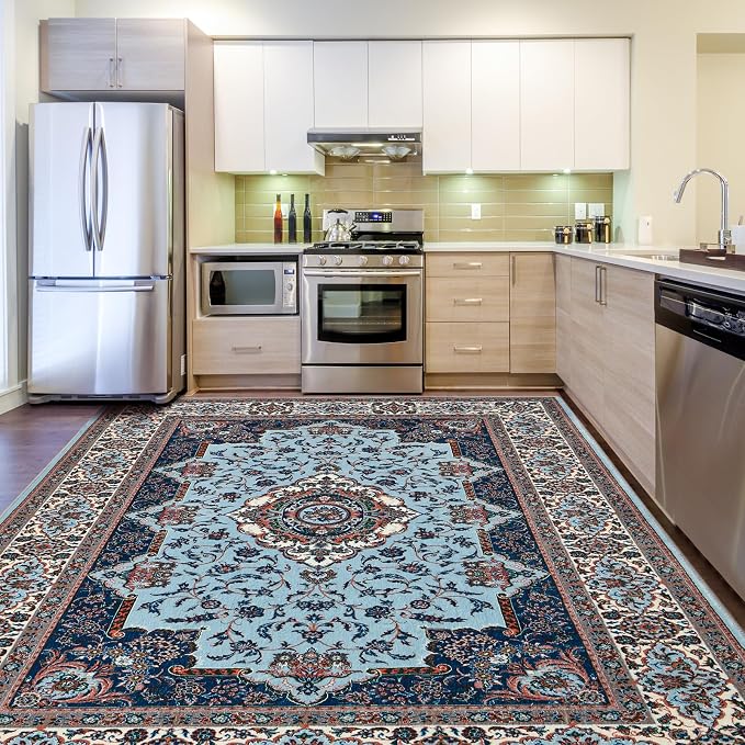 Area Rug for Living Room, 5x7Ft Machine Washable Blue Rugs for Bedroom - Image 6