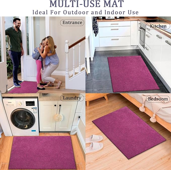 AAZZKANG Set of 2 Purple Doormat Large 36"x24" Outside Inside Utility Floor Mat - Image 6