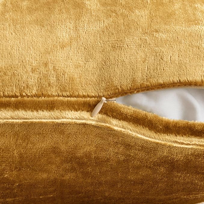 MIULEE Dark Gold Velvet Throw Pillow Covers 24x24 Soft Decorative Solid Square - Image 3