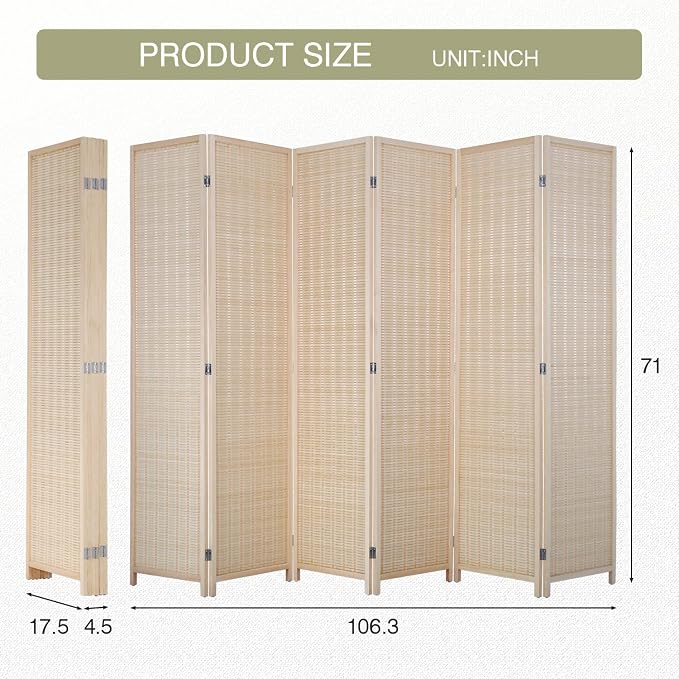 FDW Room Divider Bamboo Room Divider Wall Folding Privacy Wall Divider Wood - Image 8