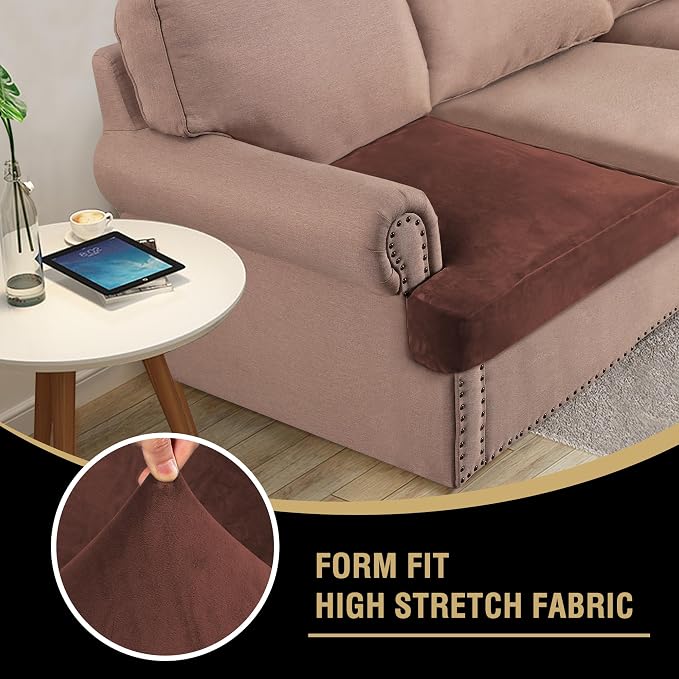 H.VERSAILTEX Stretch Velvet 2 Piece T Cushion Sofa Slipcovers - Image 6