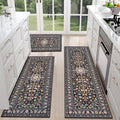 HEBE Boho Kitchen Rugs Sets of 3 Non Slip Washable Farmhouse Kitchen Rugs and by HEBE