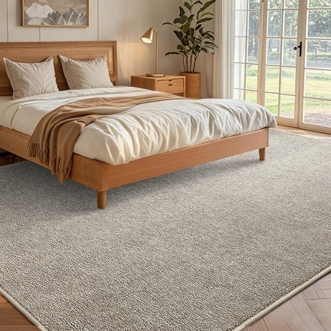 FinRèc Low Pile 5x7 Area Rugs for Bedroom Living Room, Thin Rug Solid Color - Image 2