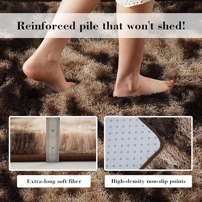 Fluffy Rug Shaggy Area Rug, Mottling Brown 2x4 Area Rugs - Image 5