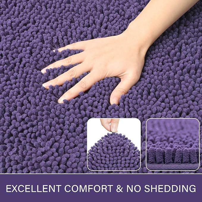 LOCHAS Luxury Bathroom Rug Shaggy Bath Mat 24 x 60 Inch, Washable Non Slip Bath - Image 3