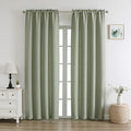 Chyhomenyc Bennet Light Green Curtains 84 Inches Long 2 Panels, Faux Linen by Chyhomenyc