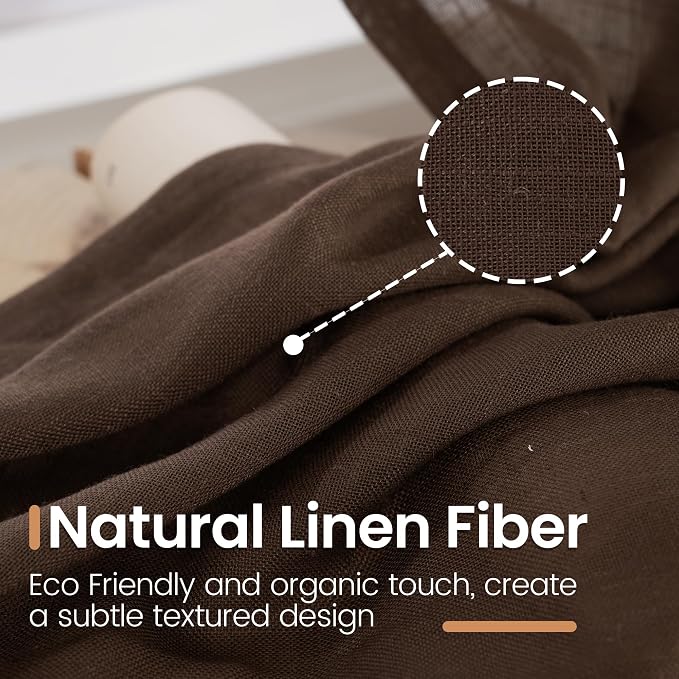 BGment Brown Linen Curtains 45 Inch Length - Image 3
