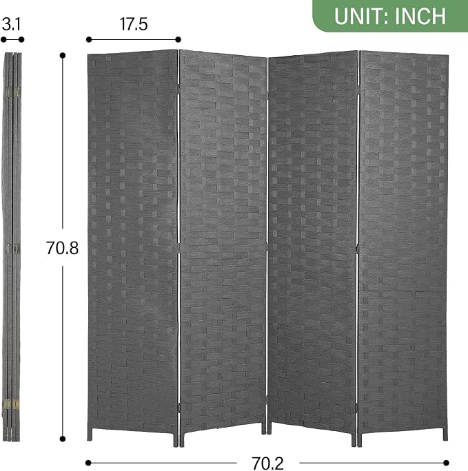 Room Divider Wood Screen Wood Mesh Woven Design Room Screen Divider Folding - Image 7
