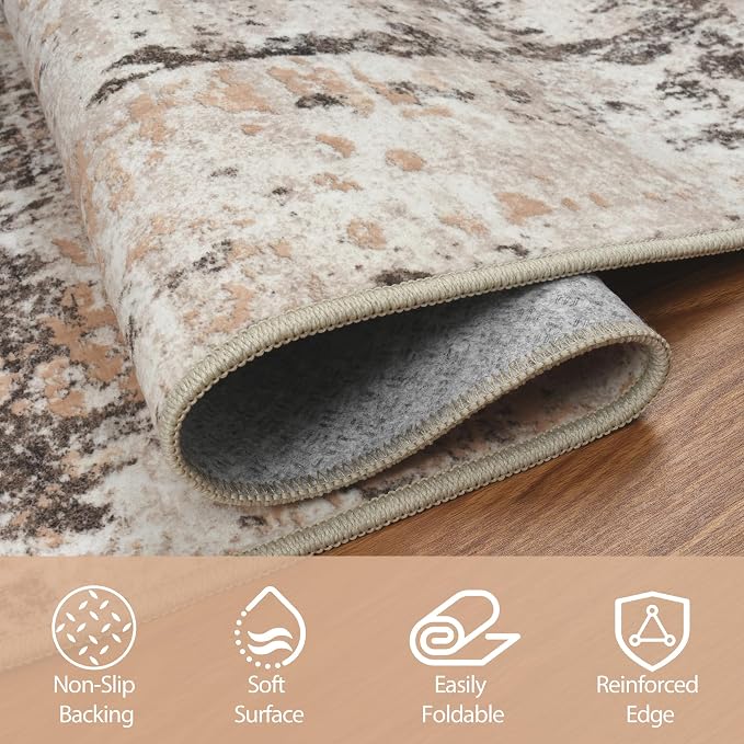 10x14 Area Rugs for Living Room Rug Washable: Abstract Large Rug Indoor Modern - Image 3