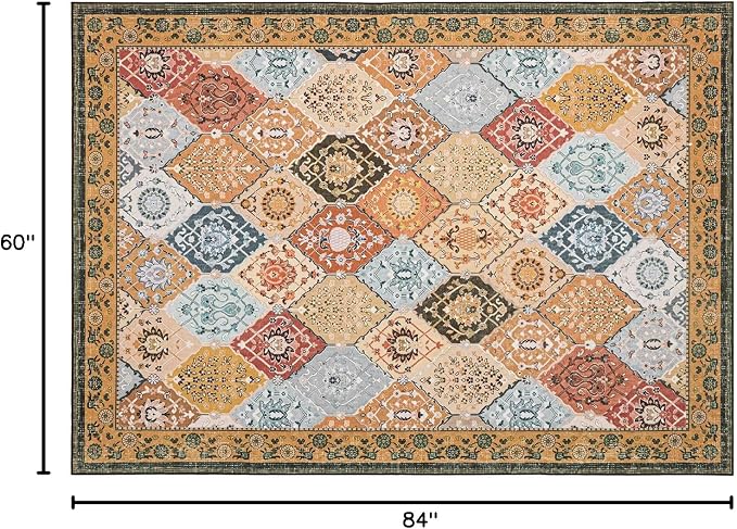 Phantoscope Washable Area Rug 5'x7' Non-Slip, Vintage Boho Rugs - Image 2