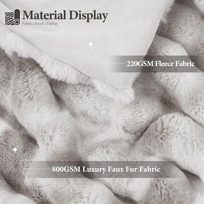 Touchat Luxury 1000GSM Rabbit Faux Fur Blanket, Super Heavy Warm Cozy Brown - Image 2