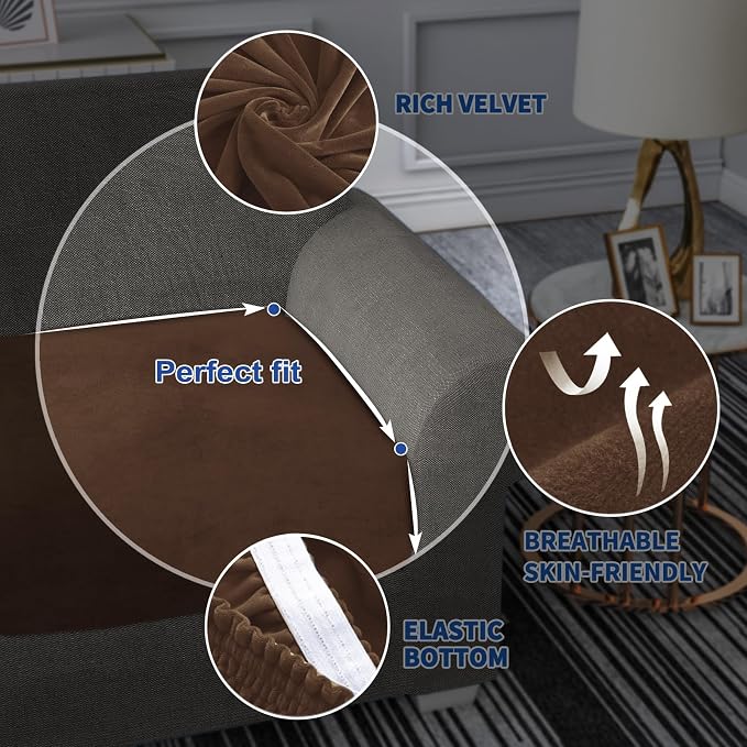 MAXIJIN Velvet Stretch Couch Cushion Covers Soft Sofa Cushion Cover Replacement - Image 5