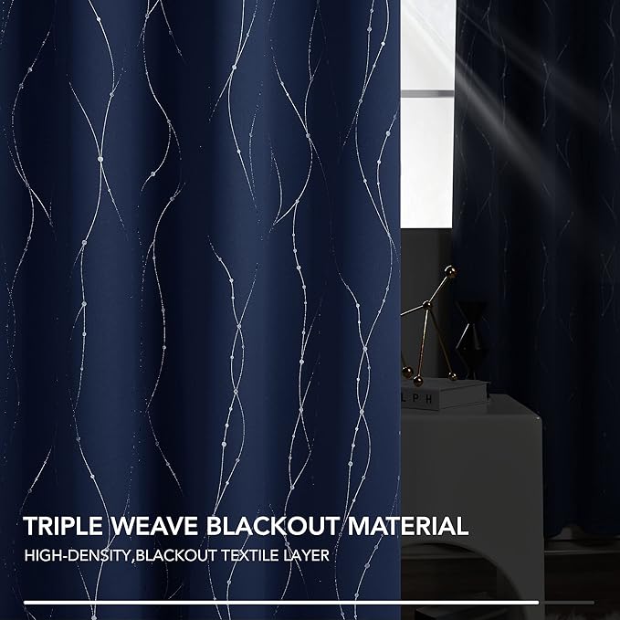 Deconovo Navy Blue Curtains, 42 x 95 Inch, Thermal Insulated Soundproof Privacy - Image 5