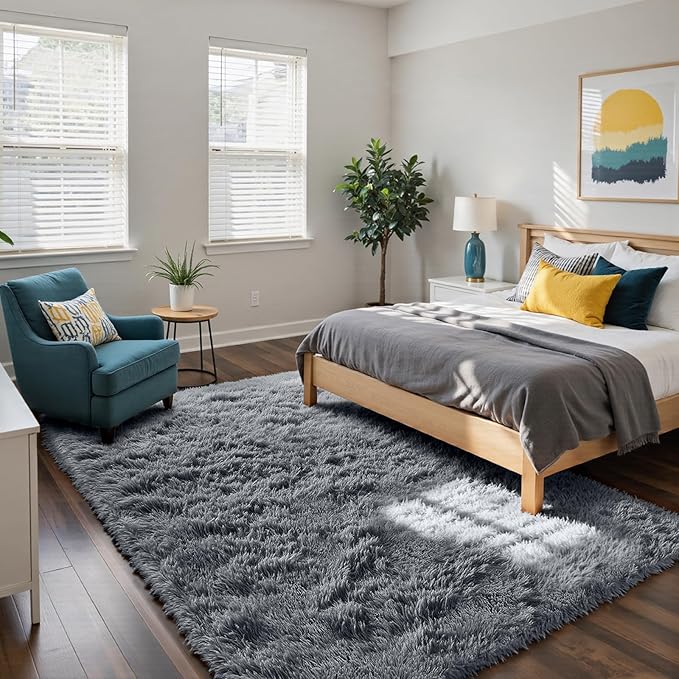 Fluffy Rug Shaggy Area Rug, Small Bedside Rug, Soft Fluffy Shaggy Entryway - Image 3