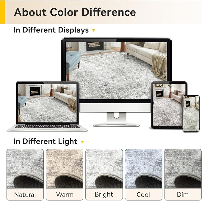 Washable Area Rugs 8ft Non-Slip Modern Abstract Soft - Image 9