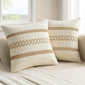 MIULEE Set of 2 Neutral Boho Decorative Pillow Covers 20x20 Inch Farmhouse by MIULEE