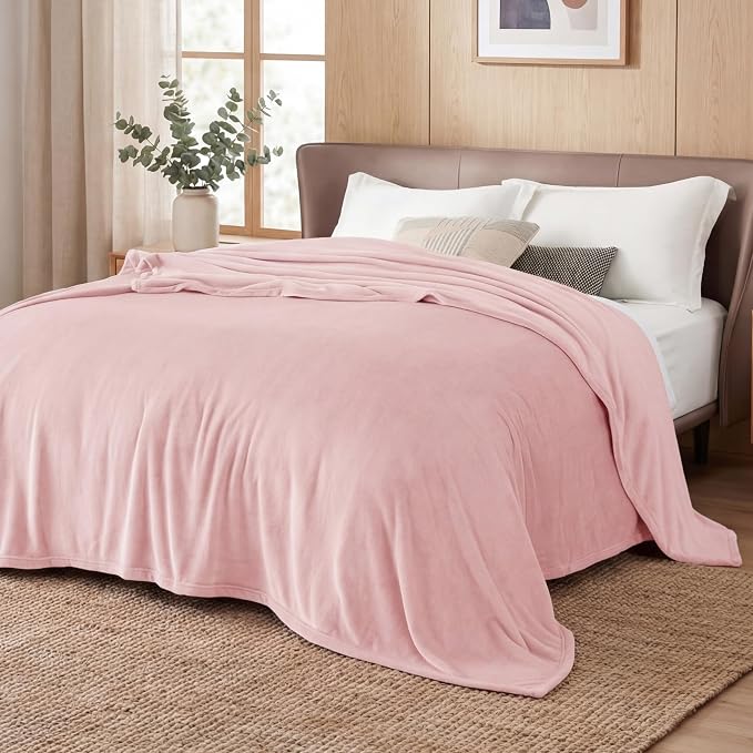 Bedsure GentleSoft Fleece Bed Blankets Full Size Pink - Image 2