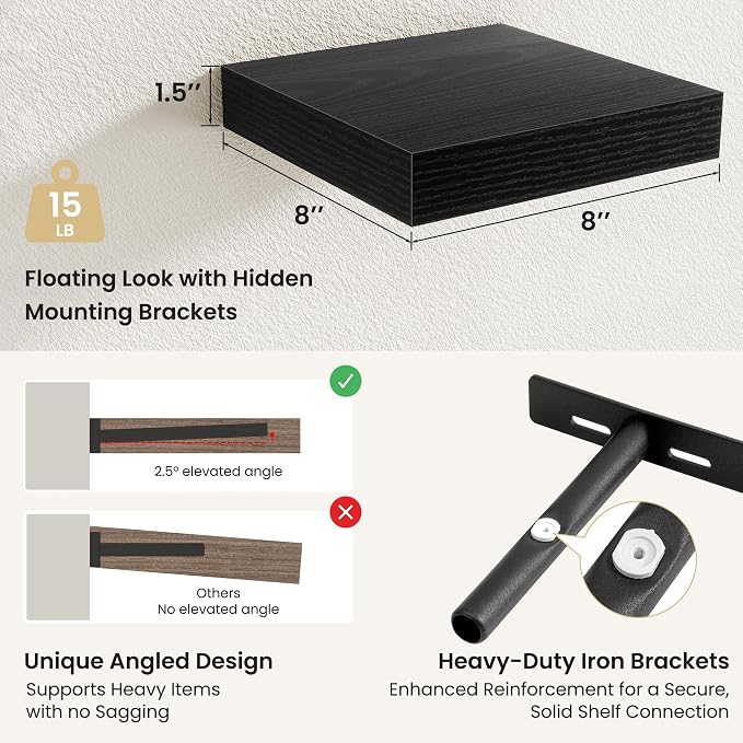 Fun Memories Floating Shelves for Wall, Rustic Wood Wall Mounted Shelves for - Image 3